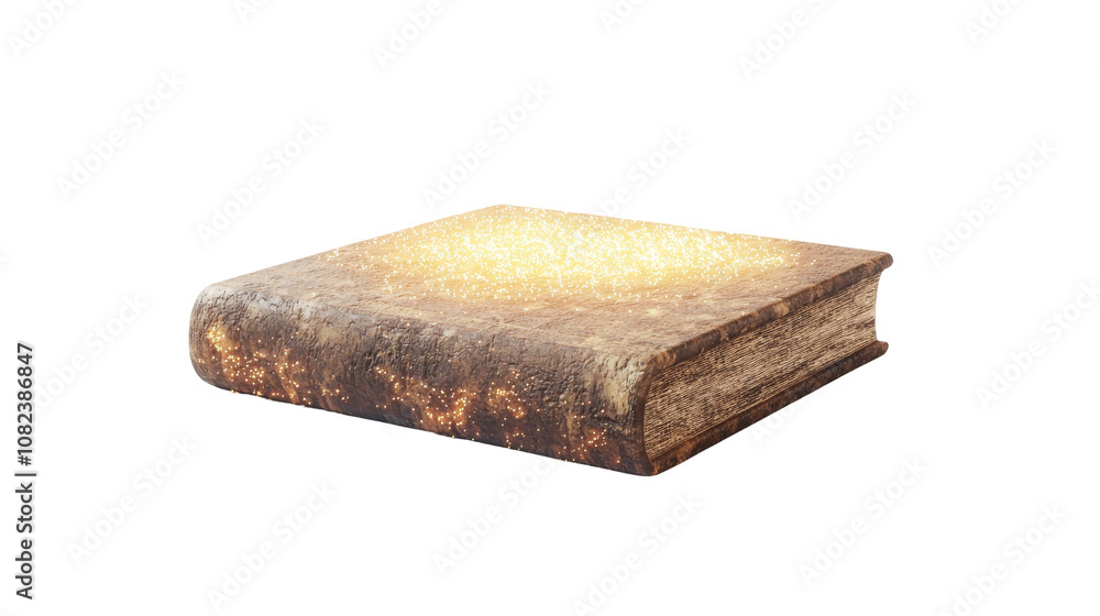 Poster illuminated book display abstract setting digital art mysterious atmosphere close-up view enchantmen
