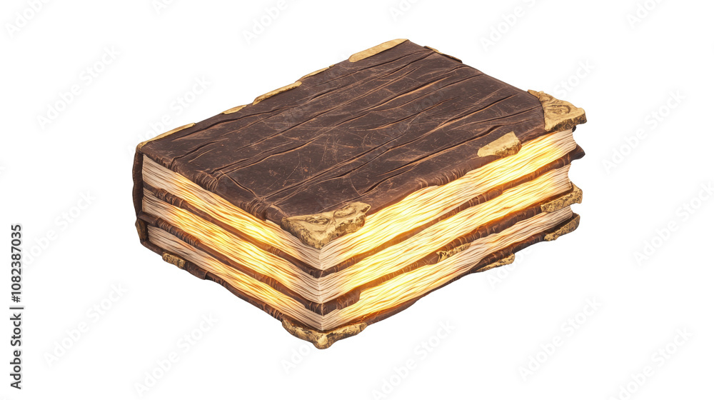 Poster illuminated ancient book studio setting 3d render transparent background artistic perspective mystic