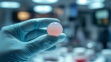 Fototapeta premium Close-up view of a cheek implant being held in a medical setting by a gloved hand