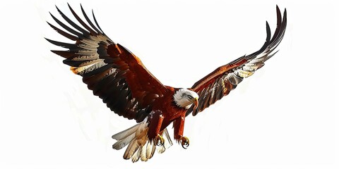 Obraz premium Drawing of an eagle soaring in the sky, isolated on a white background