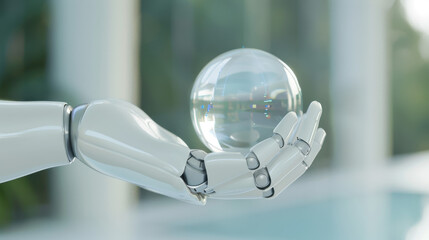 Robot hand holding a marble