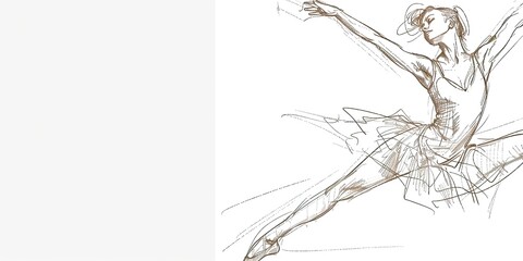 Fototapeta premium A sketch of a beautiful ballerina dancing, isolated on a white background
