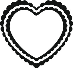 Heart shaped frame with decorative frilled edges, perfect for valentine's day projects, wedding invitations, or romantic designs