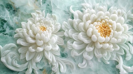 Traditional Chinese jade carving chrysanthemum illustration poster background