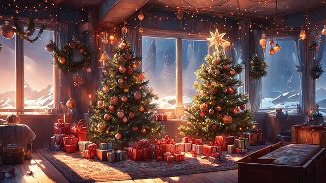 4k chirstmas room