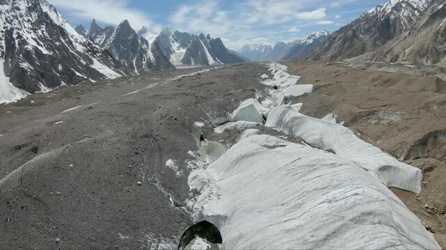 High FPV drone Flight over Baltoro Glacier - Concordia
