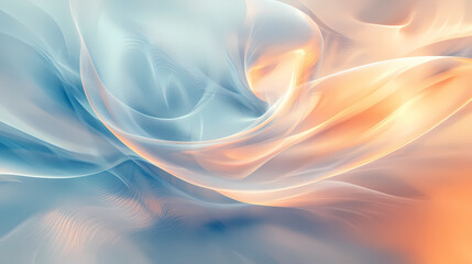 Obraz premium Soothing abstract design with gentle swirls and waves in soft pastel blue and orange, creating a calming and harmonious backdrop ai generative. Harmonious. Illustration