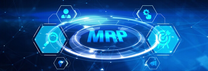 MRP Material Requirement planning Manufacturing Industry Business Process automation. 3d illustration