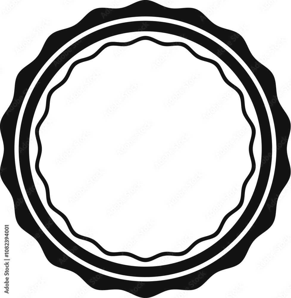 Poster simple black and white winning award rosette or badge of quality guarantee with empty space in the c