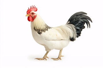 Fototapeta premium Majestic Rooster Standing Proudly with Vibrant Feathers and Distinct Comb, Showcasing the Beauty of Poultry in Farmyard Setting