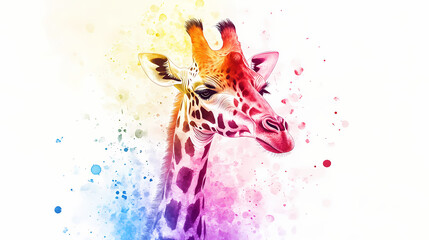 Watercolor giraffe, delicate brushstrokes, harmonious colors. Harmonious. Illustration