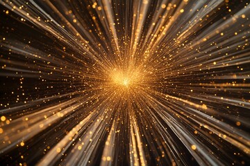 Radiating golden energy rays from center, subtle sparkle, dark gradient background, bright yet soft, close-up for wallpaper texture 1