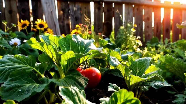 Time-lapse of vegetables growing in a garden, symbolizing fresh and organic nutrition.