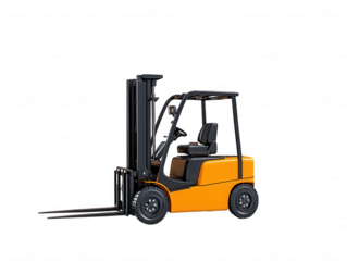 Orange Forklift 3D Rendering Warehouse Material Handling Industrial Equipment