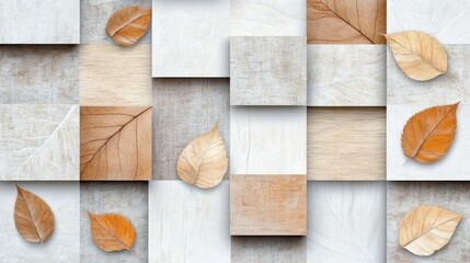 Rustic wooden background with vibrant green leaves, a natural and textured backdrop for design