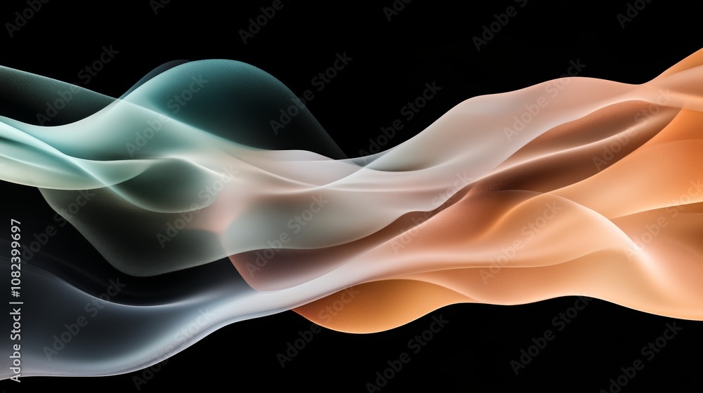 Poster dynamic interplay of orange and white wave on a black background creating visually striking abstract
