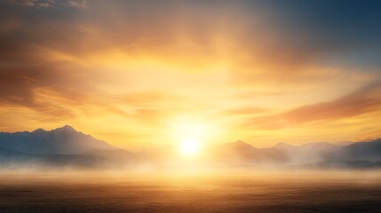 Naklejka premium Breathtaking sunset over a vast field, colorful countryside landscape