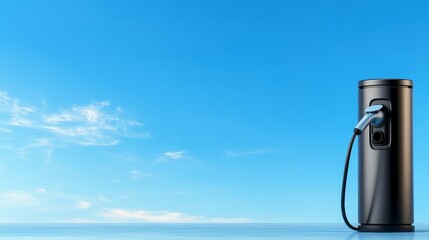 Sleek black gas pump, fueling modern vehicles for seamless travel and daily commutes