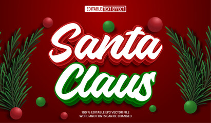 Editable 3d text style effect - Santa Christmas text effect Template
