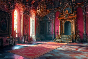 Obraz premium Royal Throne Room - Generative Ai with generative ai