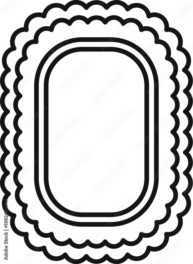 Poster elegant rounded rectangle frame featuring a delicate scalloped border adds a touch of sophistication