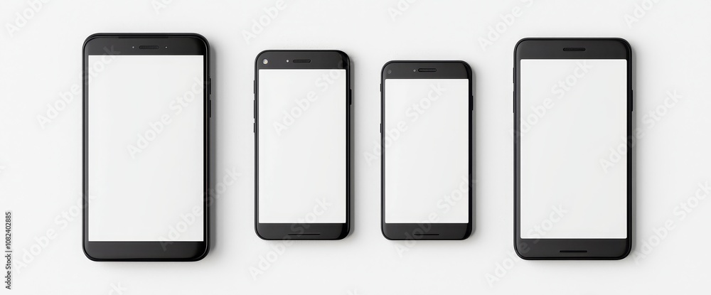 Poster modern realistic mockup of a modern smart gadget with a blank digital display front and perspective 