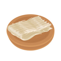 Vector Illustration Logo Clipart dry rice nooles on a wooden plate