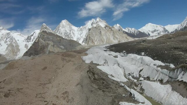 FPV drone Flight towards Mount Gasherbrum IV-Concordia, Baltoro Glacier, Pakistan.