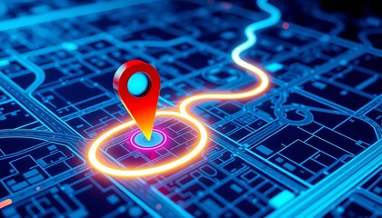 Detailed Map with Two Vibrant Pins Marking Starting and Destination Points, Representing GPS Navigation for Efficient Route Planning and Guidance