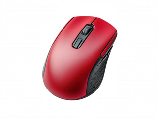 Wireless computer mouse isolated on dark background with standard design buttons and scroll wheels