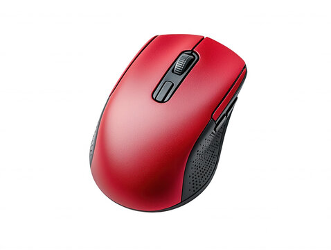 Wireless computer mouse isolated on dark background with standard design buttons and scroll wheels