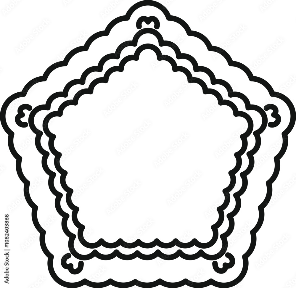 Poster decorative layered five pointed star frame with a wavy outline, ideal for adding a touch of elegance