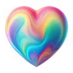 Abstract pastel neon holographic blurred grainy gradient heart on white background. Colorful digital grain soft noise Lo-fi multicolor vintage retro valentines Day dating design, unicorn candy colors