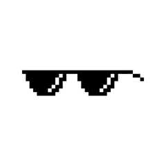 Sunglasses 8-bit icon game element, Sunglasses pixel item for game interface.