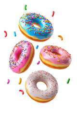 Colorful Donut Display Grid with Confetti Celebration