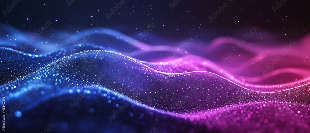 Aufkleber abstract digital particle wave, futuristic technology background, dynamic point wave vector illustra