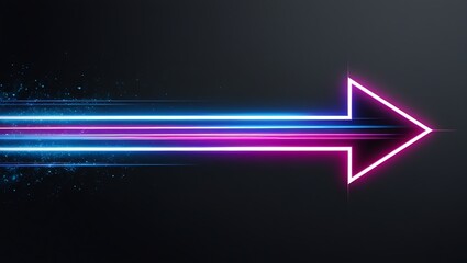 Futuristic Dynamic Arrow with Neon Colors and Light Streaks