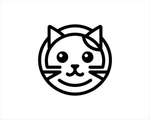 Minimal thin line cat logo vector template. Outline cat icon symbol vector illustration.