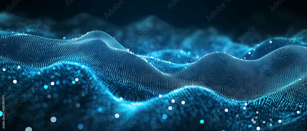 Aufkleber abstract digital particle wave, futuristic technology background, dynamic point wave vector illustra