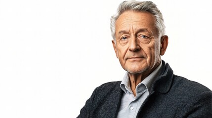 Portrait of an Older Businessman with Confident Expression, Exuding Professionalism and Experience in a Clean, Simple Background