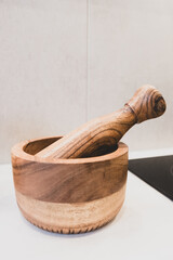 wooden mortar and pestle