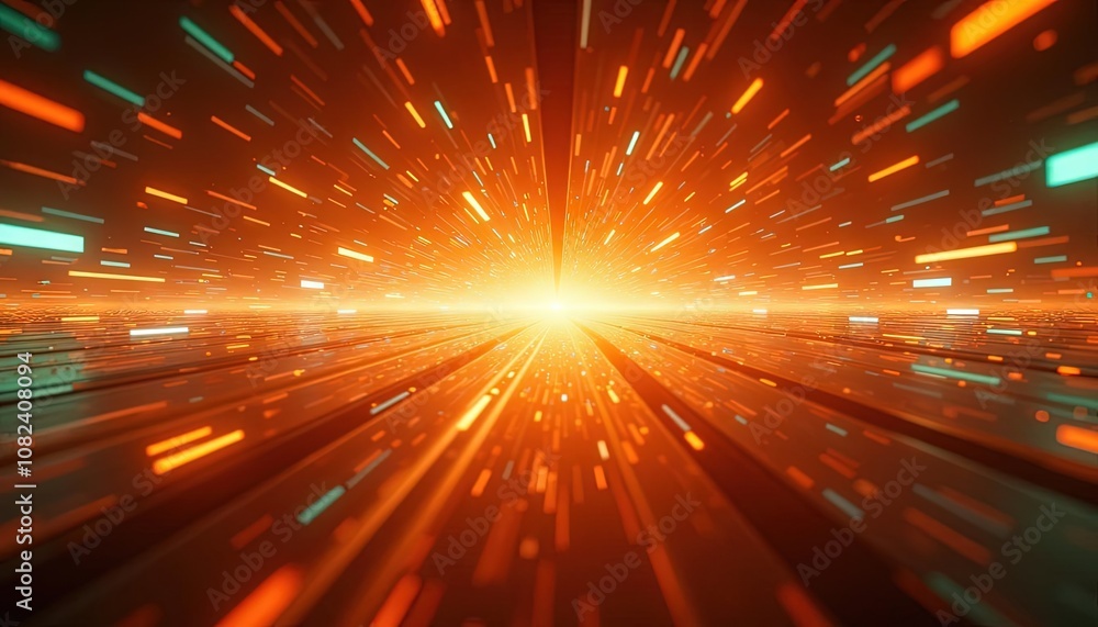 Aufkleber Futuristic light beams and glowing trails in motion creating a tunnel effect with speed lines