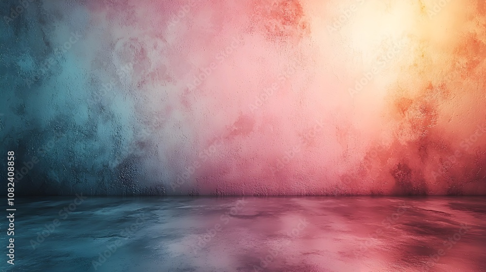 Poster elegant pastel gradient background with a soft mint and pink color palette featuring a subtle noise 