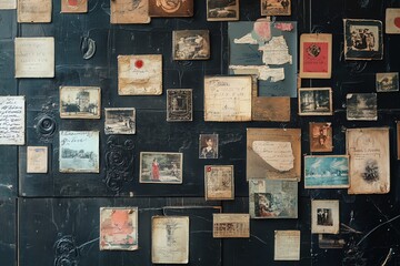 Vintage Postcard Collage on Black Wallpaper