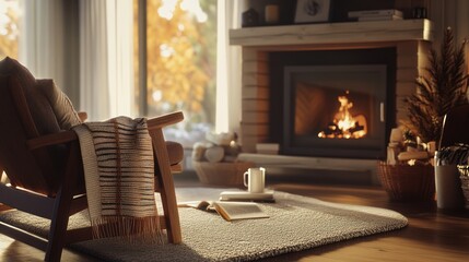 Fototapeta premium Cozy Fireplace Living Room