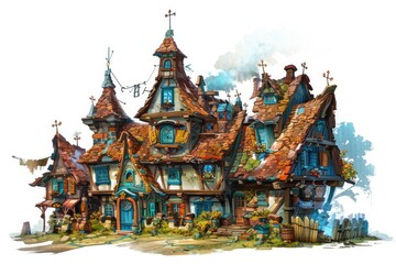 Obraz premium An architectural drawing of an elegant Art building
