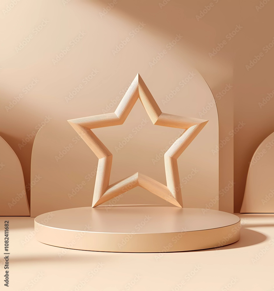 Aufkleber 3d vector podium in the shape of an islamic star for product display, with a simple and minimalistic