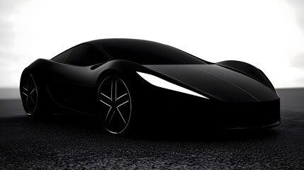 Sleek Black Sports Car in Side View
