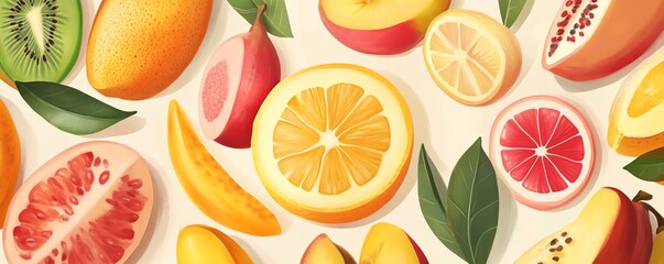 Vibrant Illustrations of Fresh Fruits
