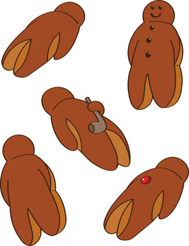 Boxem&auml;nnchen - the little brioche men, Luxembourg Saint Nicholas sweet for kids. Vector drewing illustration